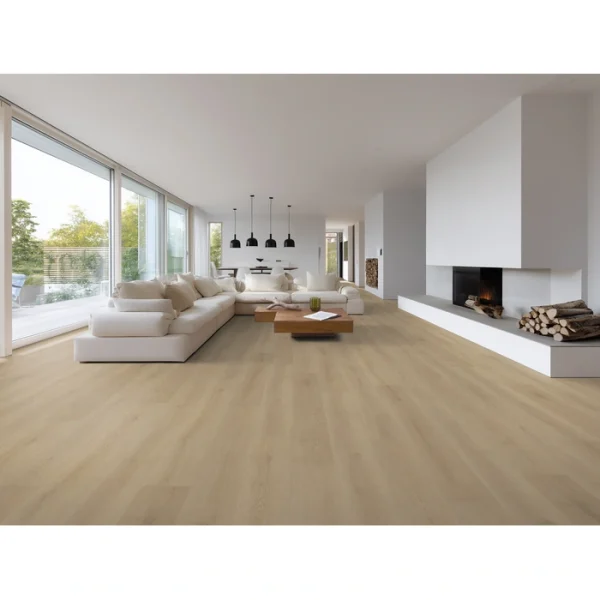 Belakos Puro 450 PVC vloer met rechte XL-planken in een interieur